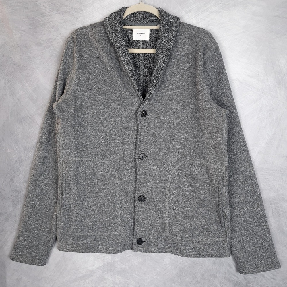 Billy Reid Cardigan Sweater Mens Medium Gray Shawl Collar Knit Pockets Huckberry
